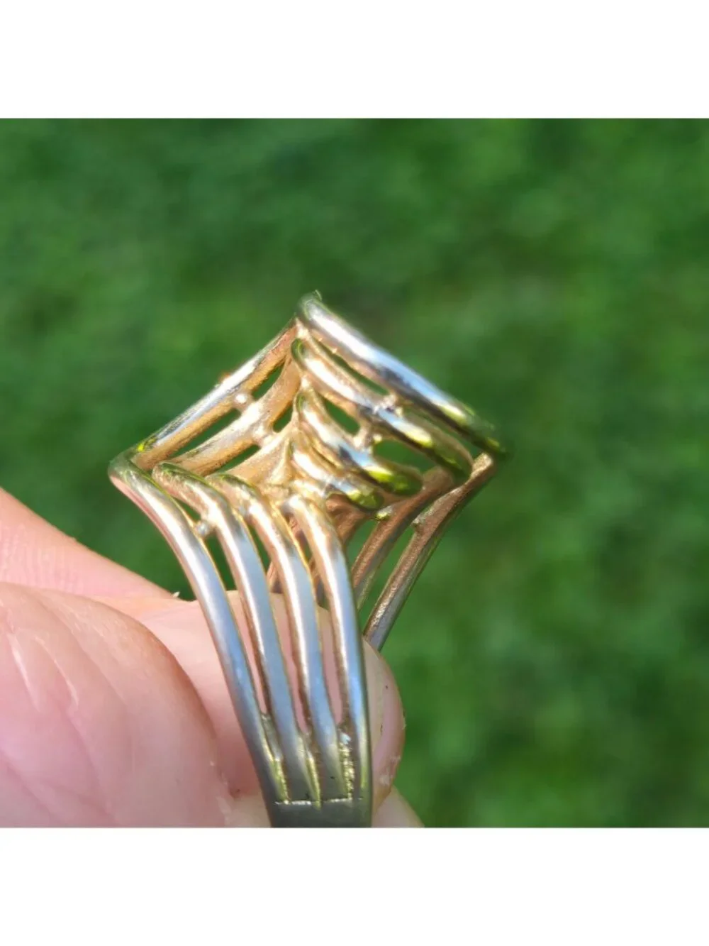 Vintage Modernist ring Joseph Esposito 14KGE waved large statement Jewelry sz 7
